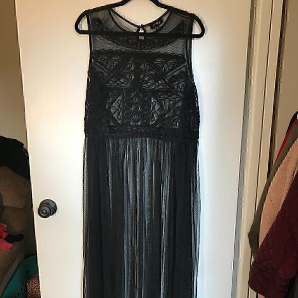 2X MODX Long Black See Through Dress - Picture 1 of 5